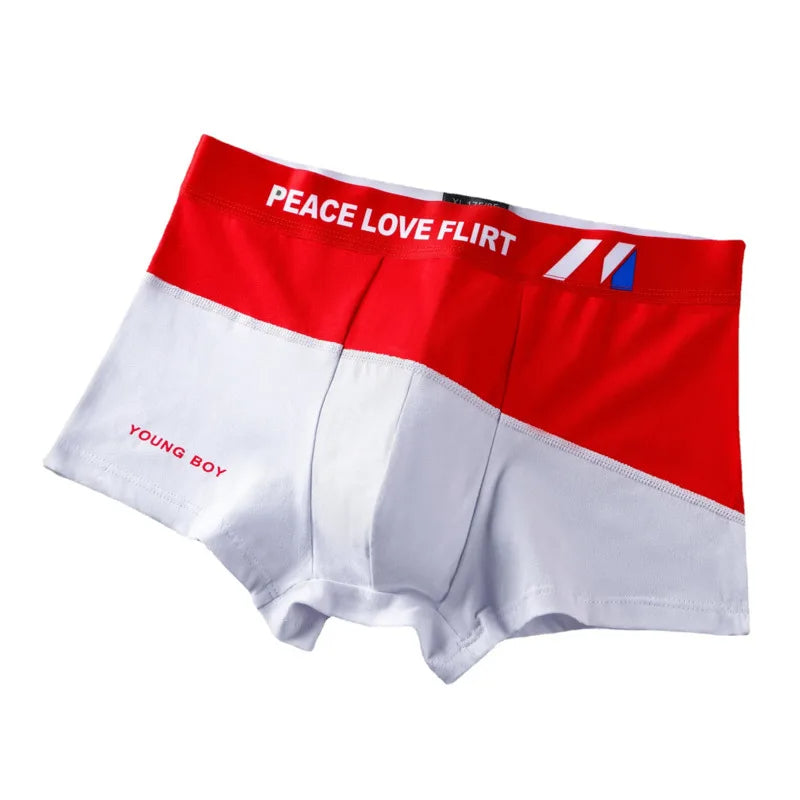 Men’s Cotton Letter Pattern Breathable Boxer Trunks - Peace Love Flirt Edition (Pack of 6)