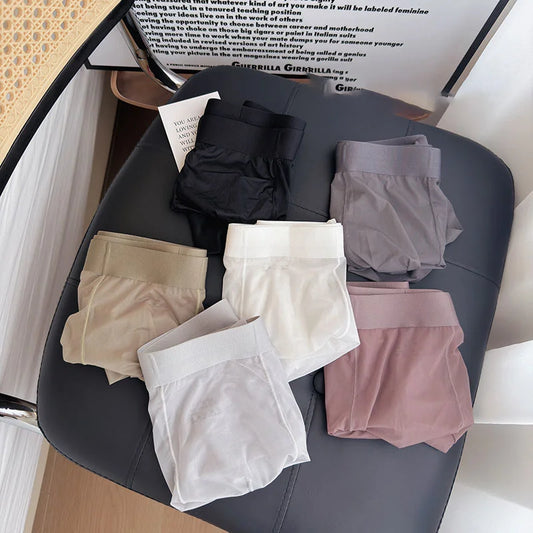 6PCS Mens Nude Ice Silk Quick-Drying Antibacterial Boxer Briefs