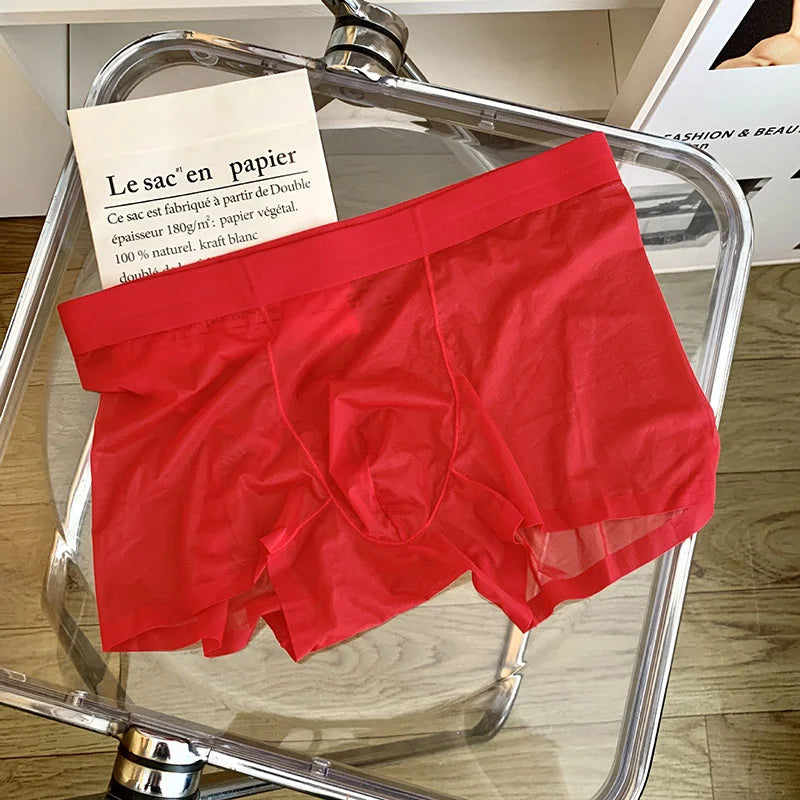 6PCS Mens Nude Ice Silk Quick-Drying Antibacterial Boxer Briefs